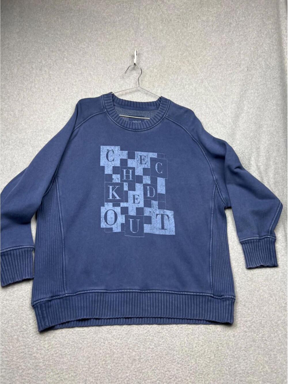 Aerie Oversized Checked Out Crew Neck Long Sleeve Pullover Sweatshirt Womens M